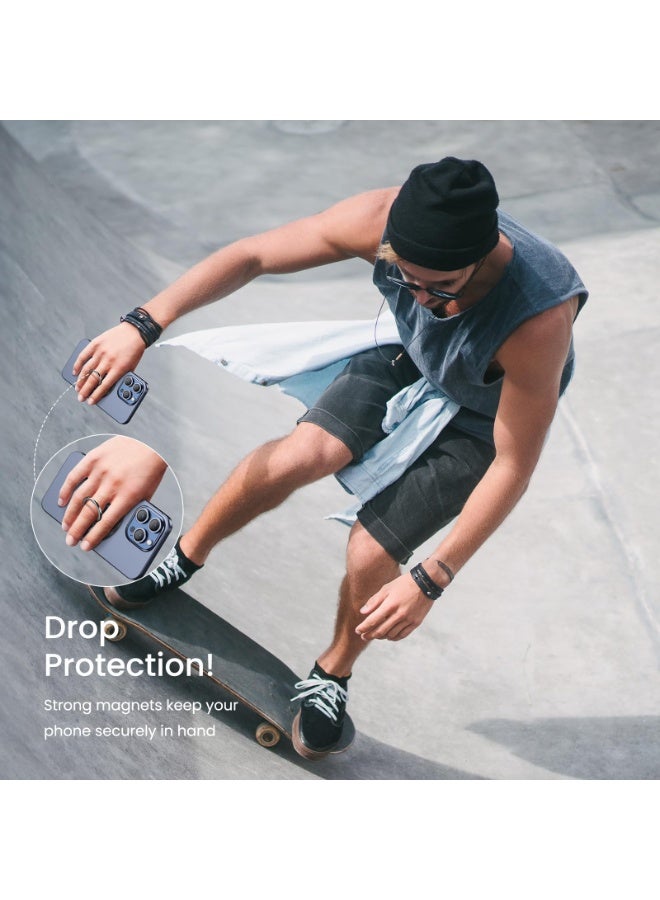 حامل حلقة مغناطيسية للهاتف مع MagSafe، حامل ثابت للهاتف بمغناطيس قوي، قاعدة قابلة للتعديل ضد الخدوش، مناسبة لهواتف iPhone 16 و15 و14 و13 و12، Pro، Pro Max، Mini، Plus، وللحالات المغناطيسية للهواتف والأجهزة التي تعمل بنظام Android، مع حلقة حديدية، أبيض - Image 5